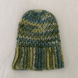 Green and Blue Knit Beanie